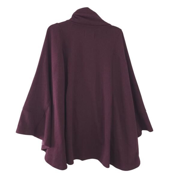 UGG Burgundy Poncho Cape Womens M/L Cotton Blend Relaxed Fit High Neck - Picture 3 of 6